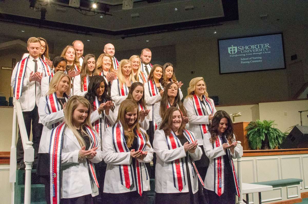 The Blessing of the Hands during Shorter's Nursing Pinning Ceremony