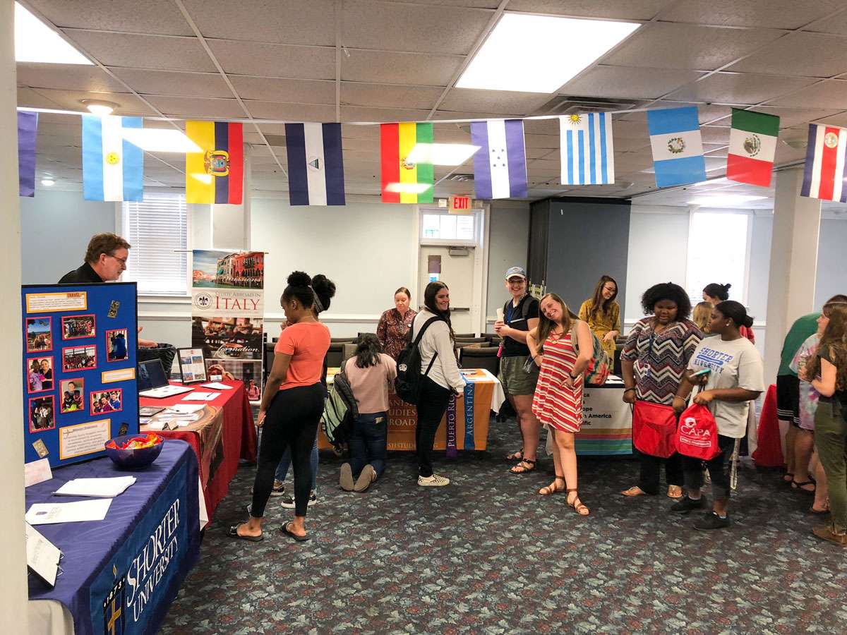 Students visit Shorter's Study Abroad Fair